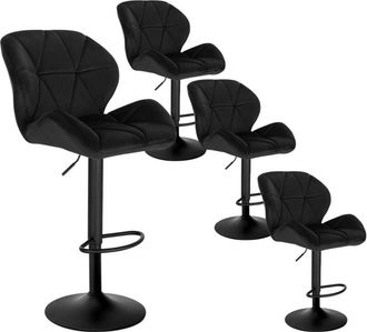 Woltu 4 x Sgabelli da Bar Moderni Girevoli Sedia Cucina Alta con Schienale in Velluto, sgabello da cucina Regolabile e Girevole, Nero - Woltu