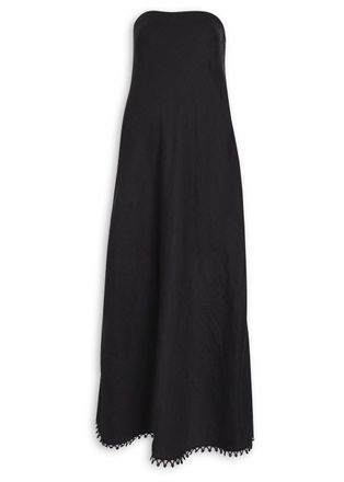 Skall Studio Victoria Strapless Linen Maxi Dress - Black - 38 (UK10 / S)