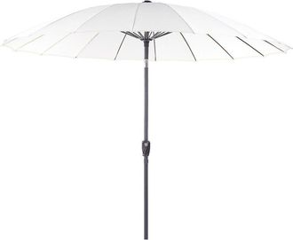 Beliani Sombrilla De Poli&eacute;ster Beige Claro Negro 255 Cm Poste Metal Manivela Baia