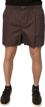 Dolce & Gabbana Brown Cotton Blend Men Mid Waist Shorts Silk