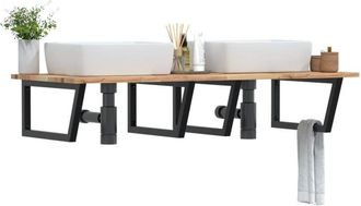 vidaXL Estante De Lavabo De Pared Acero Y Madera Maciza De Acacia Vidaxl