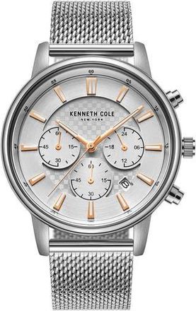 Kenneth Cole Dress Sport Mesh Strap Watch, 42mm in Silver at Nordstrom Rack