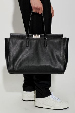 Fendi Peekaboo Large Tote Bag, Mens, Black