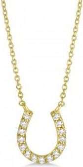 Allurez Pave Set Diamond Horseshoe Pendant Necklace 14k Yellow Gold 0.15ct