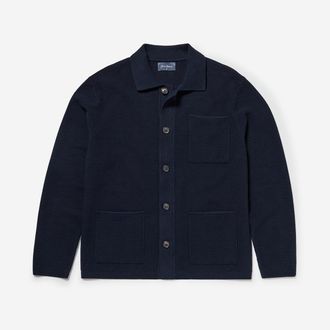 Oliver Sweeney Mens 100% Combed Cotton Overshirt - Navy - Size X-Large