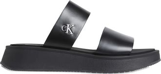 Calvin Klein Jeans double-strap platform flat sandals - women - Synthetic Rubber/Polyethylene vinyl acetate (PEVA)/Leather/Polyurethane - 40 - Black
