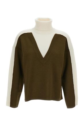Maison Margiela Turtleneck Pullover With Two-Tone Color-Block Design And Boxy Cut