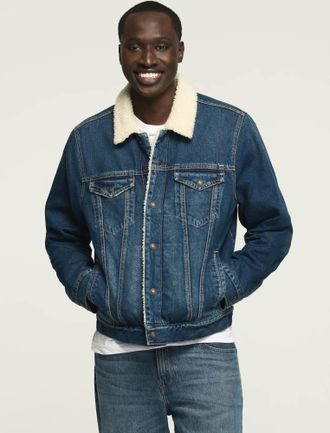 Lucky Brand Mens Denim Sherpa Jacket