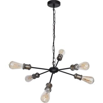 Fabrilamp L&aacute;mpara De Techo Aryana 6xe27 Al.reg.xd.52cm Negro/cuero