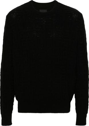 Givenchy Round-neck Knitwear, male, Black, Size: S Black 4G Pattern Crew Neck Sweater