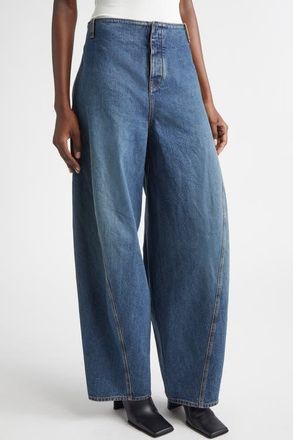 Alaia Barrel Leg Jeans in Bleu Delave at Nordstrom, Size 10 Us