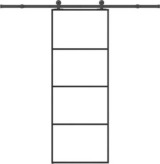 vidaXL Vidaxl - Puerta Corredera Con Set Herrajes Vidrio Esg Aluminio 76x205 Cm
