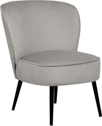 Beliani Beliani - Sill&oacute;n Decorativo Acolchado Sin Reposabrazos Sala De Estar Terciopelo Gris Claro Voss