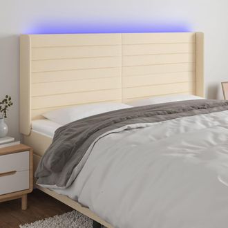 vidaXL Cabecero Con Led De Tela Color Crema 163x16x118/128 Cm Vidaxl