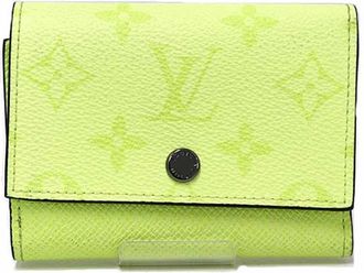 Louis Vuitton Taiga Lemon Yellow Taiga Leather Leather Wallet (Tri-Fold) (Pre-Owned)