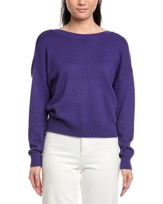 St. John Back Deep-V Cashmere-Blend Sweater