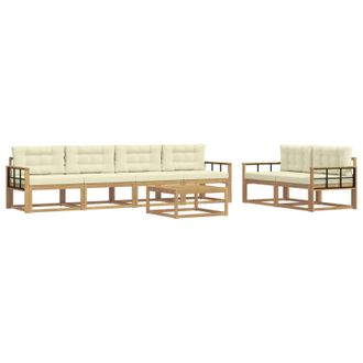 vidaXL Conjunto De Sof&aacute;s De Exterior Con Coj&iacute;n 6 Pcs Blanco Y Crema Vidaxl