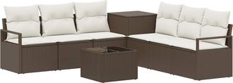 vidaXL Juego De Sof&aacute; 8 Uds. Marr&oacute;n Y Crema Blanca Vidaxl