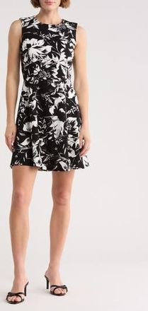 Eliza J Floral Print A-Line Dress in Black Ivory at Nordstrom Rack, Size 16