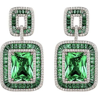Eye Candy Los Angeles Lea CZ Statement Drop Earrings in Green at Nordstrom Rack