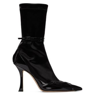 Jimmy Choo London X Mugler Techno Jersey Ankle Boots, Brand Size 37 ( US Size 7 )