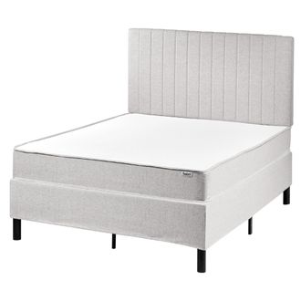 Beliani Cama Con Somier De Tela 120 X 200 Cm Con Colch&oacute;n De Muelles Ensacados Con Cabecero Dormitorio Gris Claro Countess