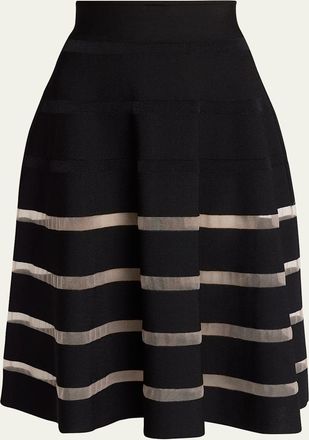 Balmain Sheer Striped Midi Skirt
