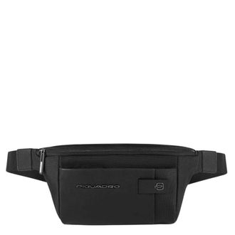Piquadro Belt Bags, male, Black, Size: ONE SIZE Bum bag in fabric and leather