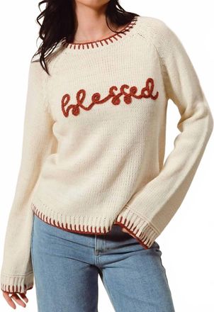 So Me Blessed Crewneck Sweater In Oatmeal