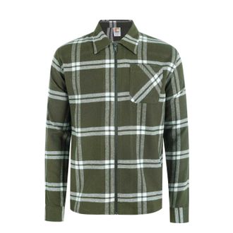 SoulCal&Co SoulCal Heren-shacket van geruite flanel met doorlopende rits en lange mouwen (Kaki Groen)