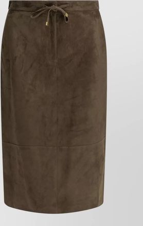 Max Mara suede leather midi skirt