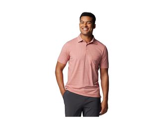 Columbia PFG Unchartedtm Polo Mens Clothing Sandalwood Pink Heather : LG, Elastane/Lyocell/Polyester