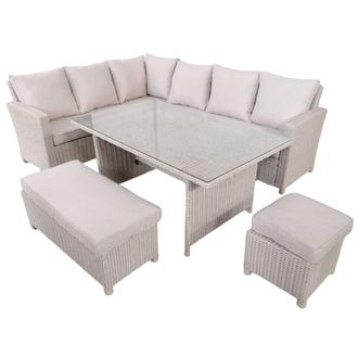 Kactus Republic Conjunto de jardín 7 -8 plazas de ratán sintético gris