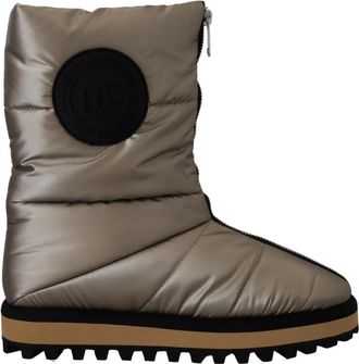 Dolce & Gabbana Zilveren Winter Mid Calf Laarzen - Heren - Winterlaarzen - Grijs - 44 EU - Polyester - Schoenen