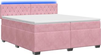 vidaXL Cama Con Base Tapizada, Colch&oacute;n Y Luz Led Rosa 200 X 200 Cm Vidaxl