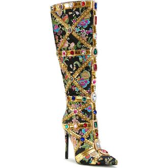 Azalea Wang Confident Embellished Knee High Boot in Black at Nordstrom Rack, Size 9