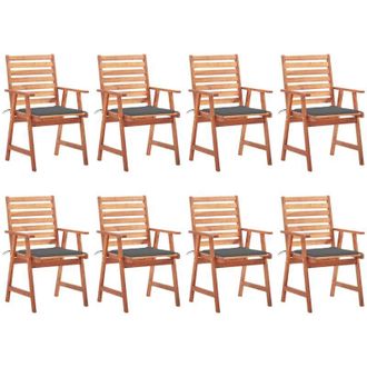 vidaXL Vidaxl - Sillas Comedor De Jard&iacute;n Y Cojines 8 Uds Madera Maciza Acacia