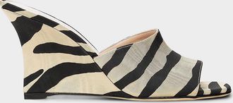 Stuart Weitzman 85mm Vinnie Zebra-Printed Wedge Mules