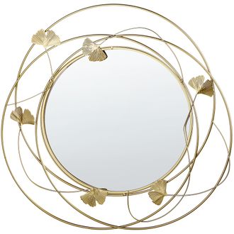 Beliani Beliani - Espejo De Pared De Metal Dorado Motivos Con Forma De Hoja 47 Cm Glamour Sala De Estar Dormitorio Anglet