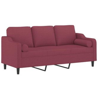 vidaXL Sof&aacute; De 3 Plazas Con Cojines Tela Rojo Tinto 180 Cm Vidaxl