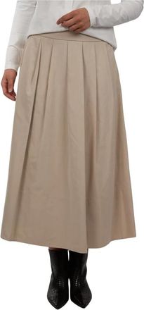 PESERICO Lange geplooide rok - Dames - Midirokken - Beige - XL - Polyester - Rokken