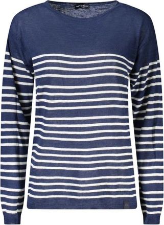 North Sails Gestreepte Katoen Linnen Trui - Dames - Longsleeves - Blauw - L - Katoen - Tops