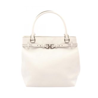 Ferragamo White Leather Handbag Tote Bag (Pre-Owned)