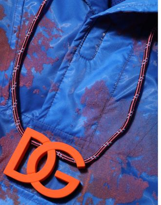 Dolce & Gabbana Blue Tie Dye Logo Hooded Sweatshirt Mens Jacket