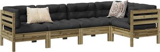 vidaXL Set De Sof&aacute;s Jard&iacute;n 5 Pzas Con Cojines Madera Pino Impregnada Vidaxl