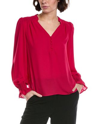 CeCe by Cynthia Steffe Cece Half Placket Smocked Top