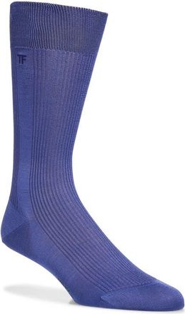 Tom Ford Rib Silk Crew Socks in Pervinca at Nordstrom, Size X-Large