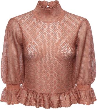 Chlo&eacute; long-sleeve blouse - women - Viscose/Metallized Polyester - M - Pink