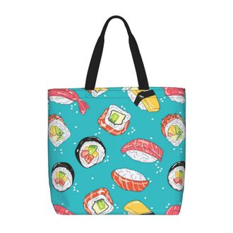 Generic Women Handbag Cuisine Sushi Roll Ramen Handbag Print Lightweight Beach Travel Bags, For Wedding, Graduation, Holiday, School, Work