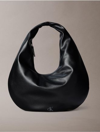 Calvin Klein Womens Pebble Grain Crescent Shoulder Bag - Black